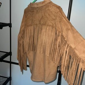 Fun suede fringe shacket!